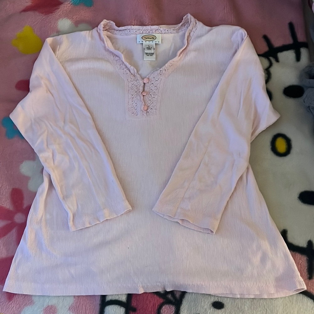 talbots petites cute pink lace long sleeve